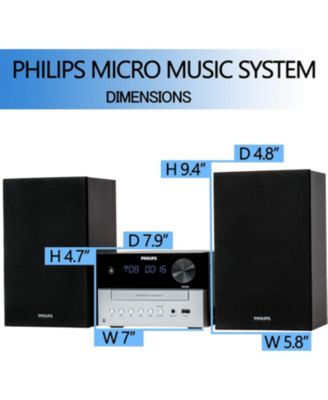 Stereo Shelf System CD Player with Bluetooth, USB & Aux Input, Rich Sound & Bass, FM Radio, LCD Display, Remote Control, Sleek Design