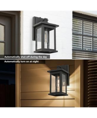 1-Light Not Motion Sensing Dusk to Dawn Outdoor Hardwired Wall Lantern Sconce with No Bulbs Included