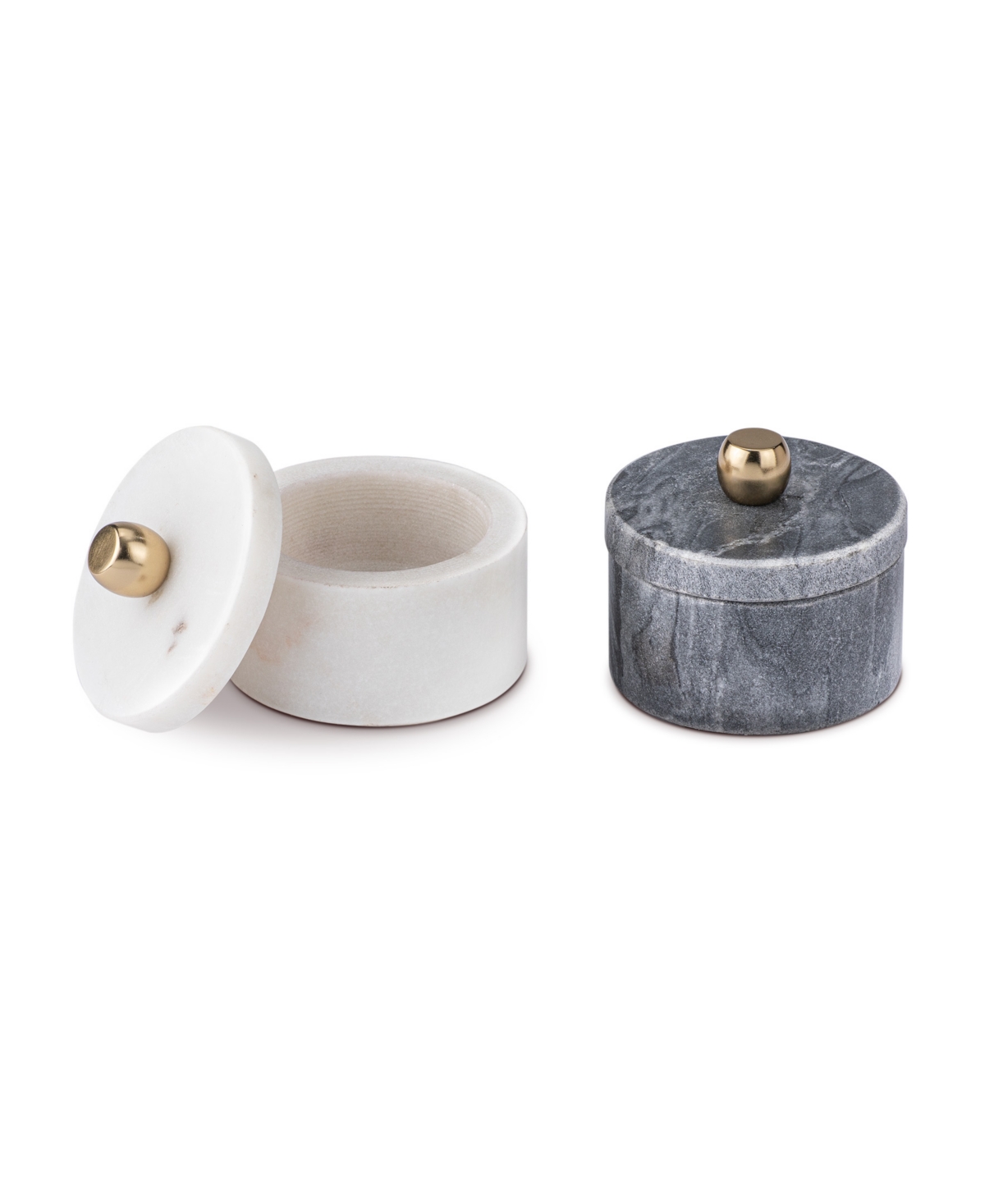Thirstystone Uptown Marble Lidded Salt & Pepper Cellars In Black,white