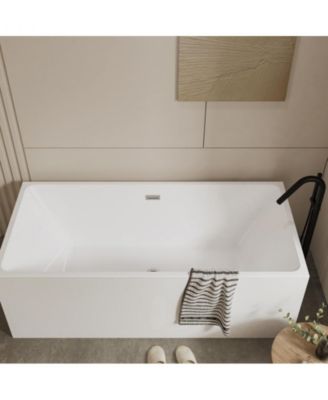 67" Acrylic Freestanding Soaking Bathtub with Chrome Drain and Linear Overflow Design