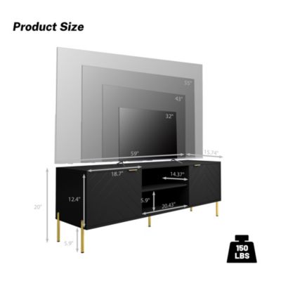 1 PC wooden Unique Herringbone Design Multifunctional TV Stand With LED Light
