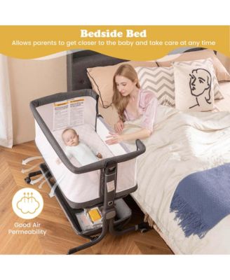 Baby Bassinet Bedside Sleeper with6-Level Adjustable Height