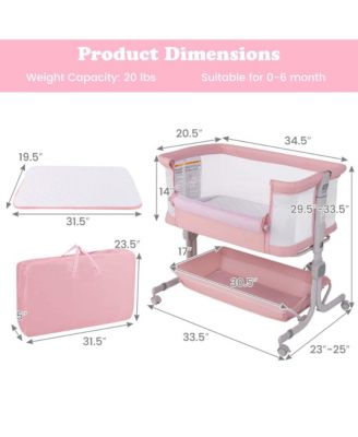 Baby Bassinet Bedside Sleeper with6-Level Adjustable Height