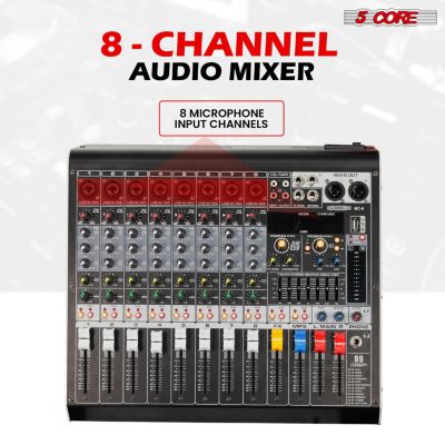 Audio Mixer 8 Channel DJ Controller Professional Sound Board Bluetooth USB 48V MX 8CH L