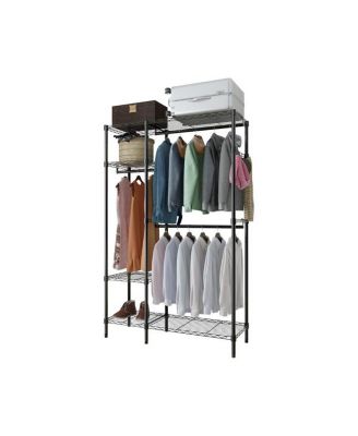 Heavy-Duty Metal Clothing Rack – Portable Wardrobe Organizer with Hanger and Storage Shelf