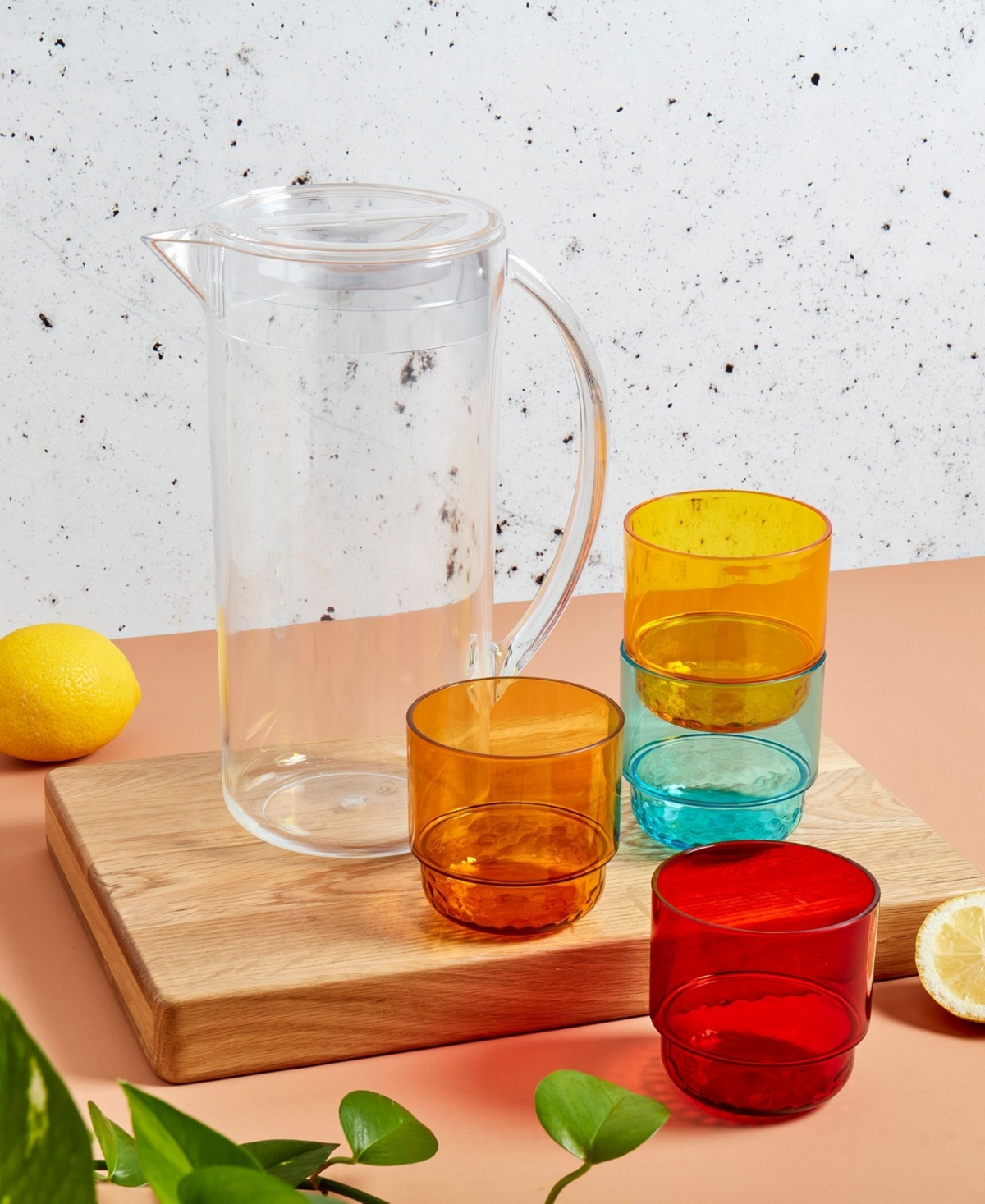 INFUSE 5 PIECE ACRYLIC PITCHER & GLASSES DRINKWARE SET 