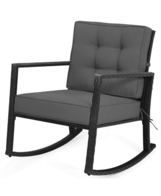 Patio Rattan Rocker Outdoor Glider Rocking Chair Cushion Lawn