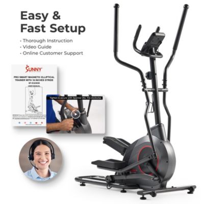 Ultra Silent Smart Elliptical Exerciser, 300LB Capacity & 16” Long Stride with Free SunnyFit App Bluetooth Connection