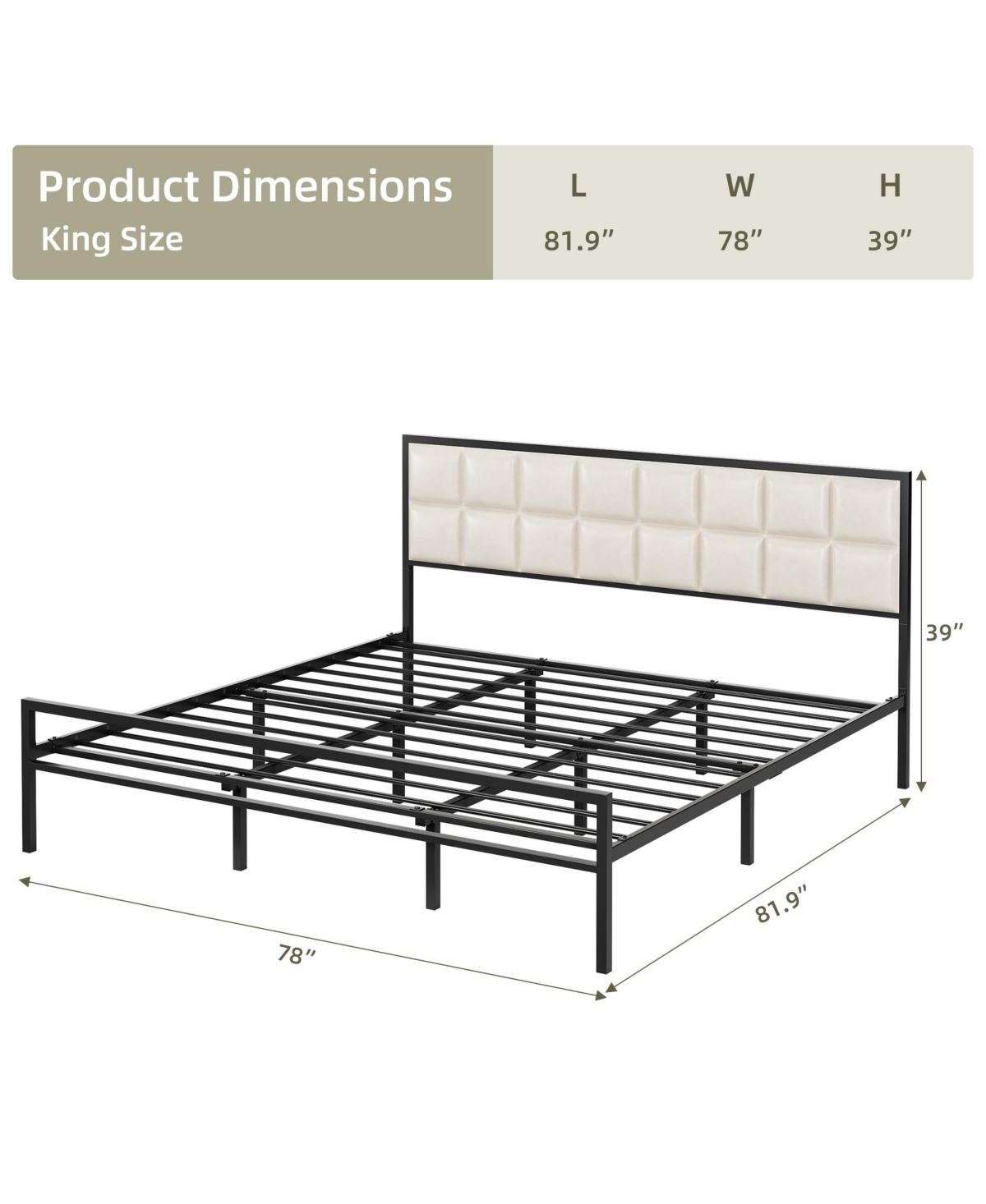 gaomon Faux Leather Platform Bed Frame With Upholstered Headboard - Sturdy Metal Frame With Steel Slats Support - Box Spring Optional - Easy Assembly