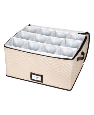 Wine Glass Storage Box with Dividers and 5&amp;quot;W cells - Holds 12 Wine Glasses up to 10&amp;quot; Tall
