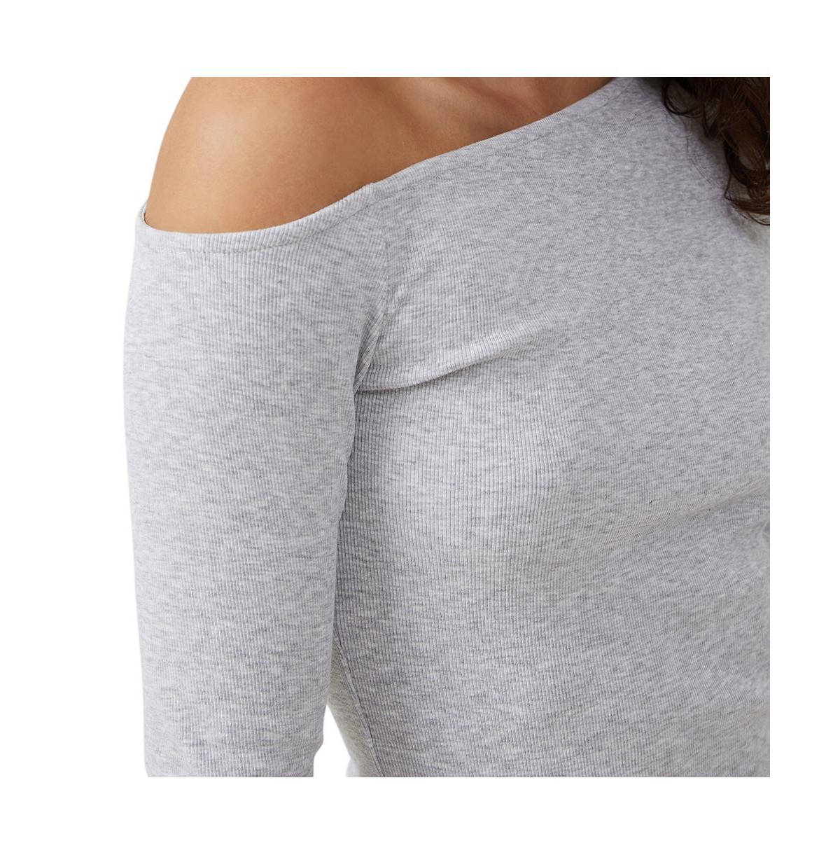 Cotton On Women's Essential Rib Asymmetric Long Sleeve Top
