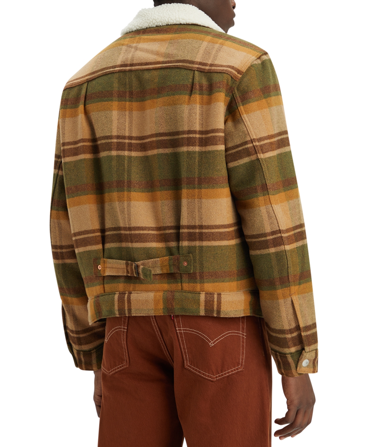 Levi's Men's Plaid Sherpa Trucker Jacket - Barold Paild 1 Winter Moss