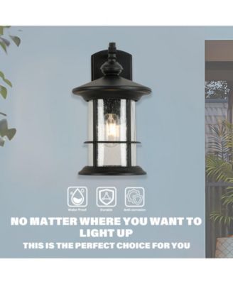 1 Waterproof Outdoor Wall Light, Clear Glass Sheet Outdoor Wall Light, Matte Black