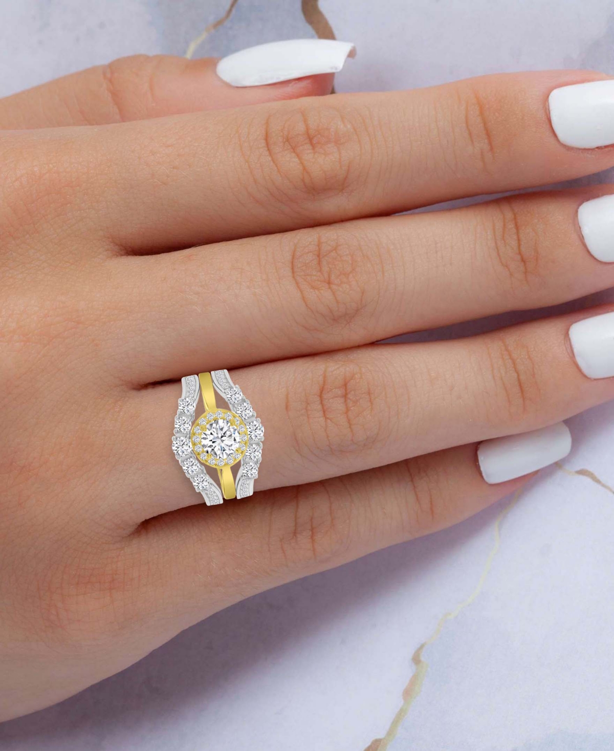 Macy's Cubic Zirconia Two-tone Ring, Exclusively At  In Gold