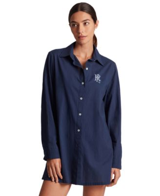 Women's Logo Embroidered Shirt Swim Cover-Up