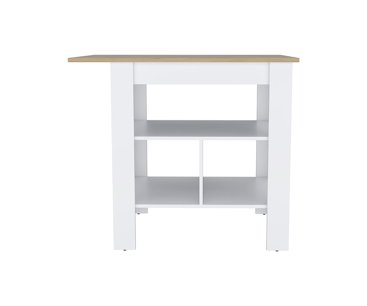 Depot E-Shop Finley Kitchen Island, kitchen table H, 3 Open Shelves -/ macadamia