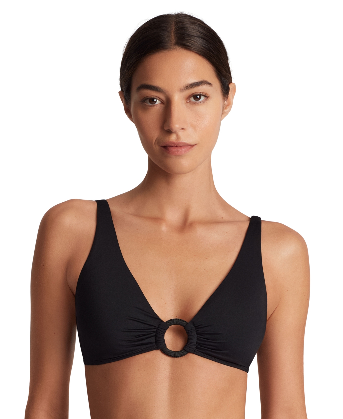 Shop Ralph Lauren Women's Macrame-ring Bikini Top In Black