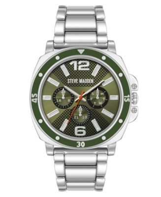 Steve Madden Men's Polished Green and Silver-Tone Alloy
