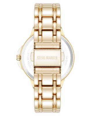 Women's Charming Black and Gold-Tone Alloy Metal Bracelet Watch, 38mm