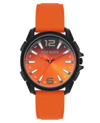 Steve Madden Men's Vibrant Orange Silicone and Black Alloy