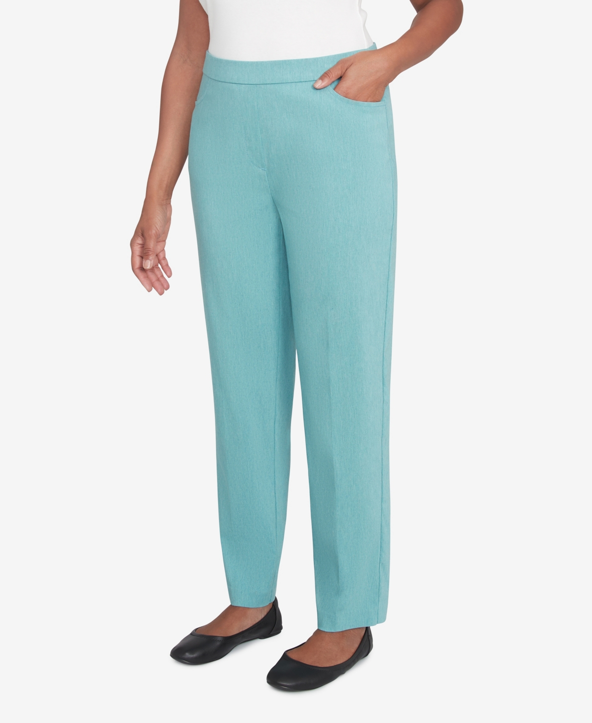 Alfred Dunner Petite Pull-on Millennium Short Length Pants In Seafoam
