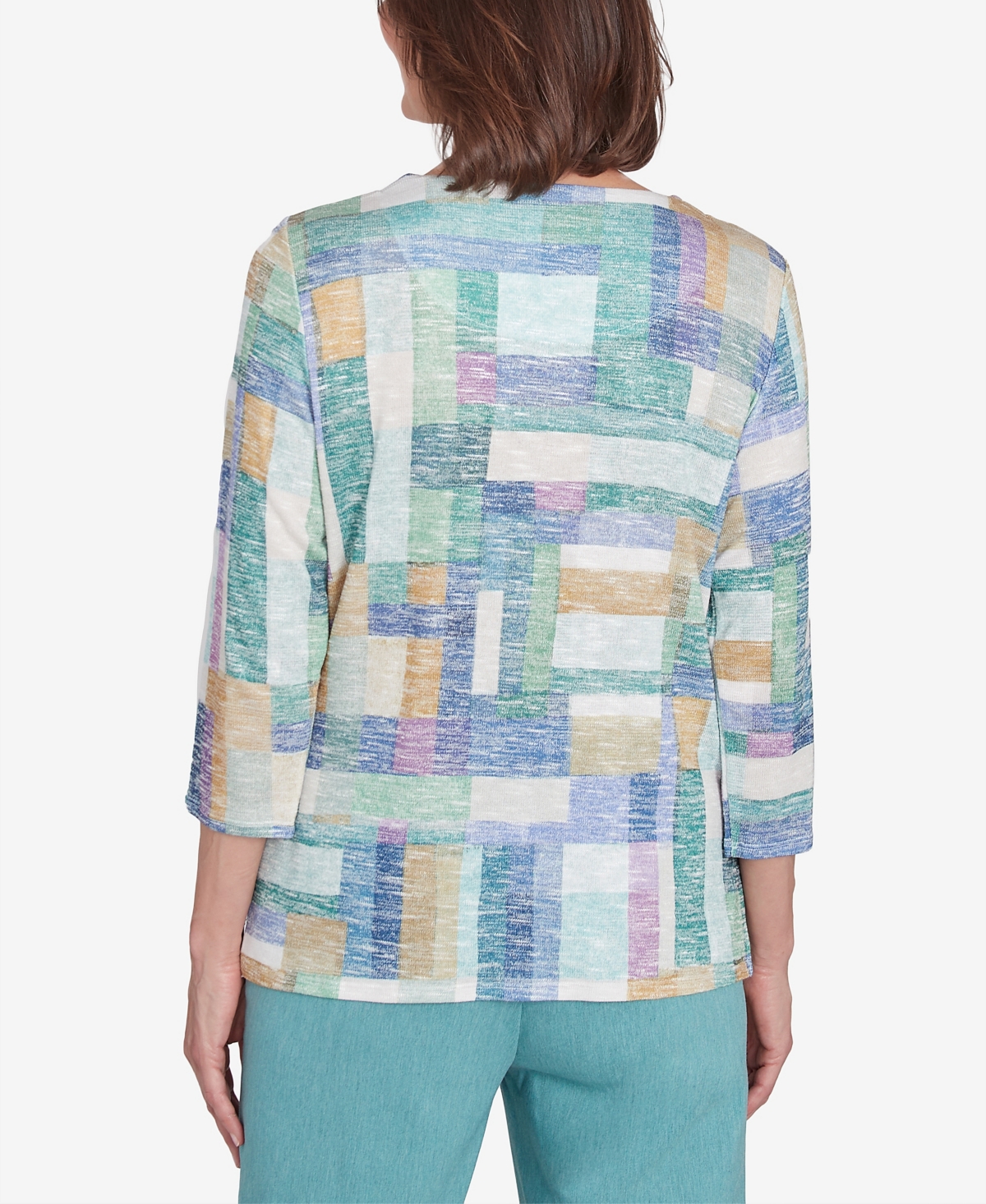 Alfred Dunner Women's Lake Victoria Lake Hues Colorblock Top