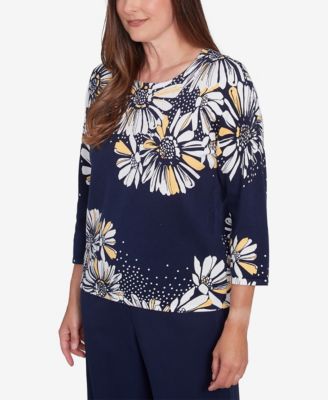 Women's Block Island Embellished Daisy Crew Neck Sweater