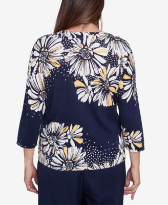 Women's Block Island Embellished Daisy Crew Neck Sweater