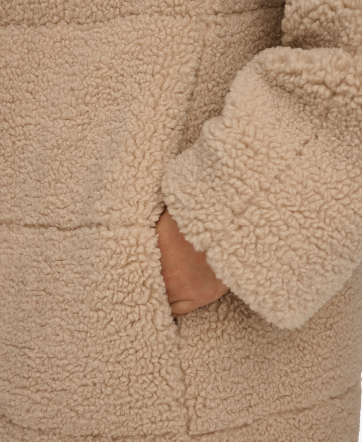 Levi's Women's Long Sherpa Snap-closure Teddy Coat In Sand