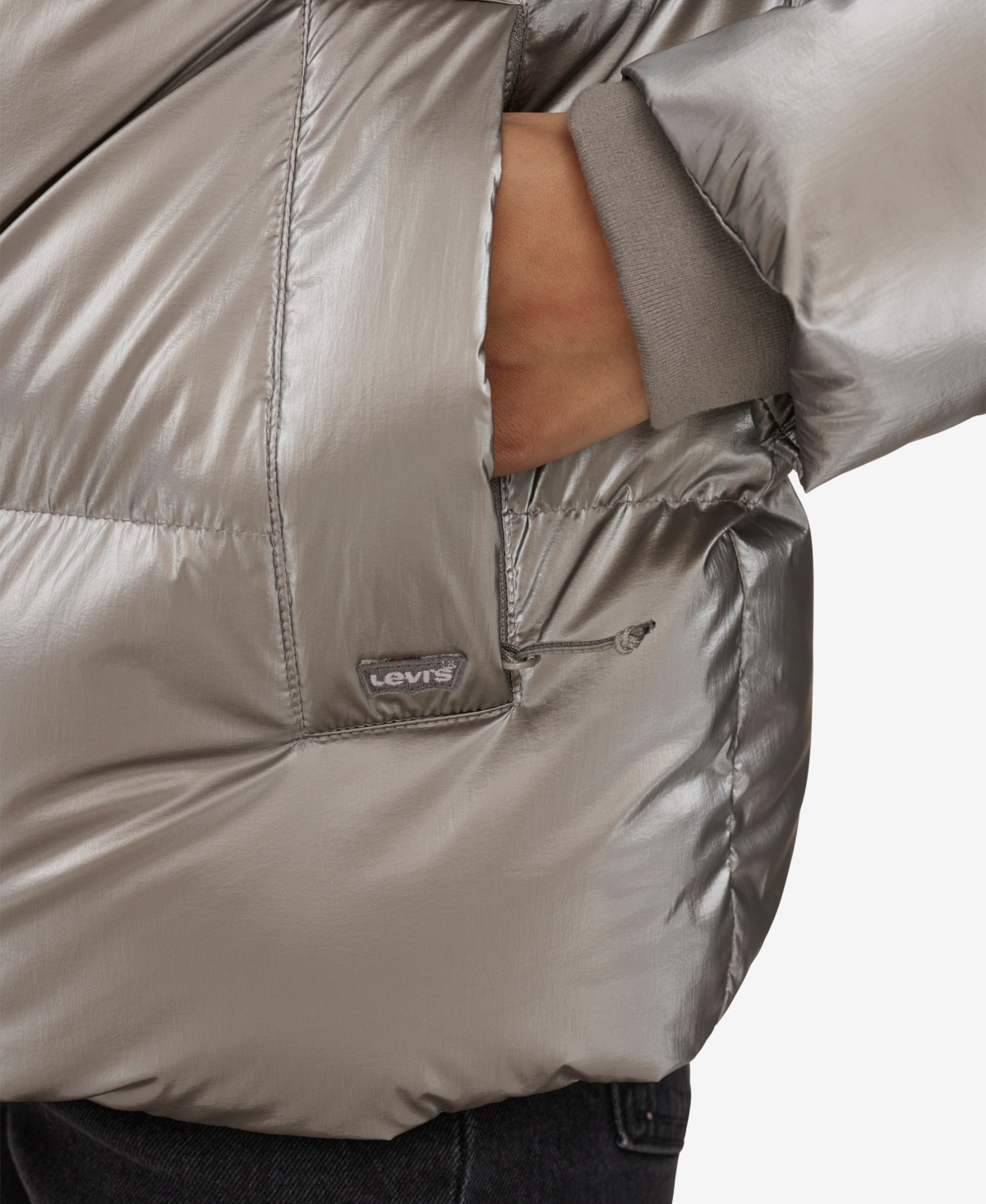 Levi's Women's Quilted Hooded Puffer Jacket In Silver