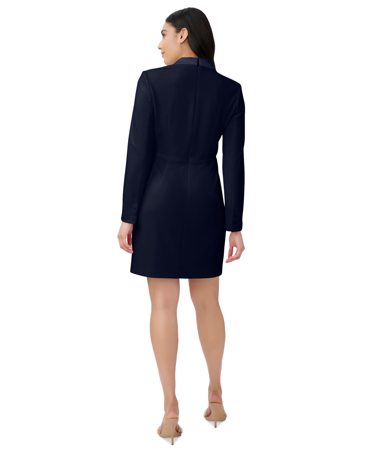 Adrianna Papell Jersey Tuxedo Dress In Black