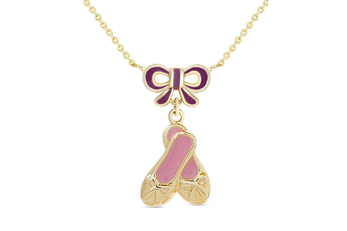 Lily Nily Girls Ballerina Slippers & Bow Necklace - Pink and purple