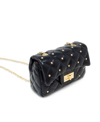 Girls Classic Quilted Stud Handbag, Black