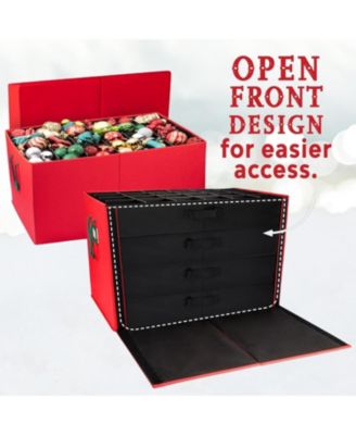 Christmas Ornament Storage Box with Dividers and 4 Removable Trays Stores up to 96-3&amp;quot; Ornaments