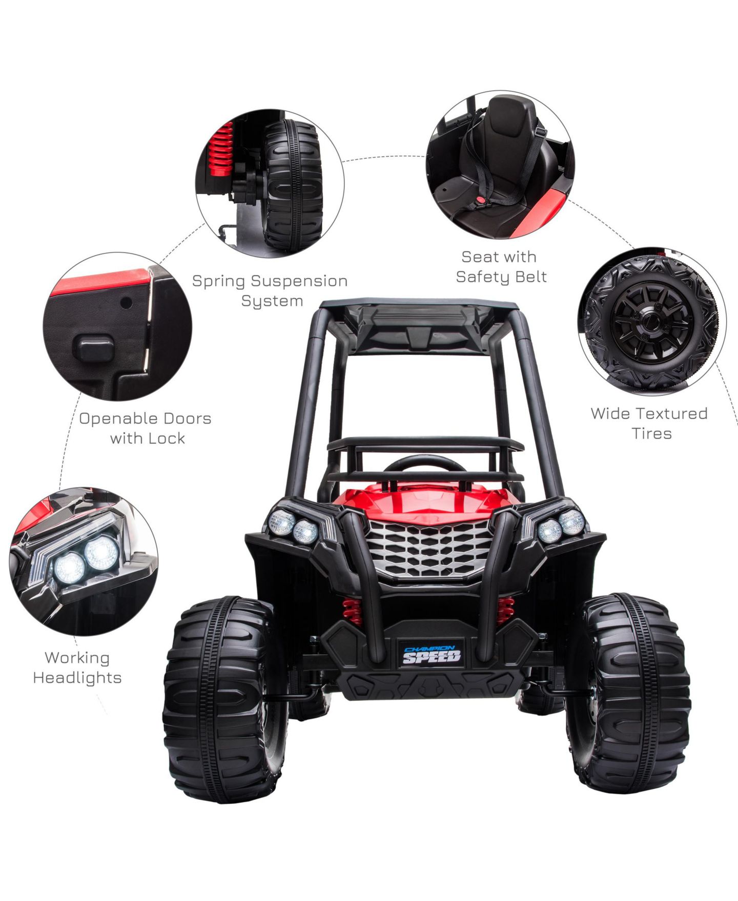 Детская игрушка Aosom 12V Kids UTV with Music, Lights & USB Ride-On Car, 1-Seat, Ages 3+, цвет: Красный — фото 7