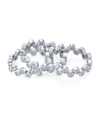 Stackable Circle Wide Bezel Bubble Band Ring Set .925 Sterling Silver