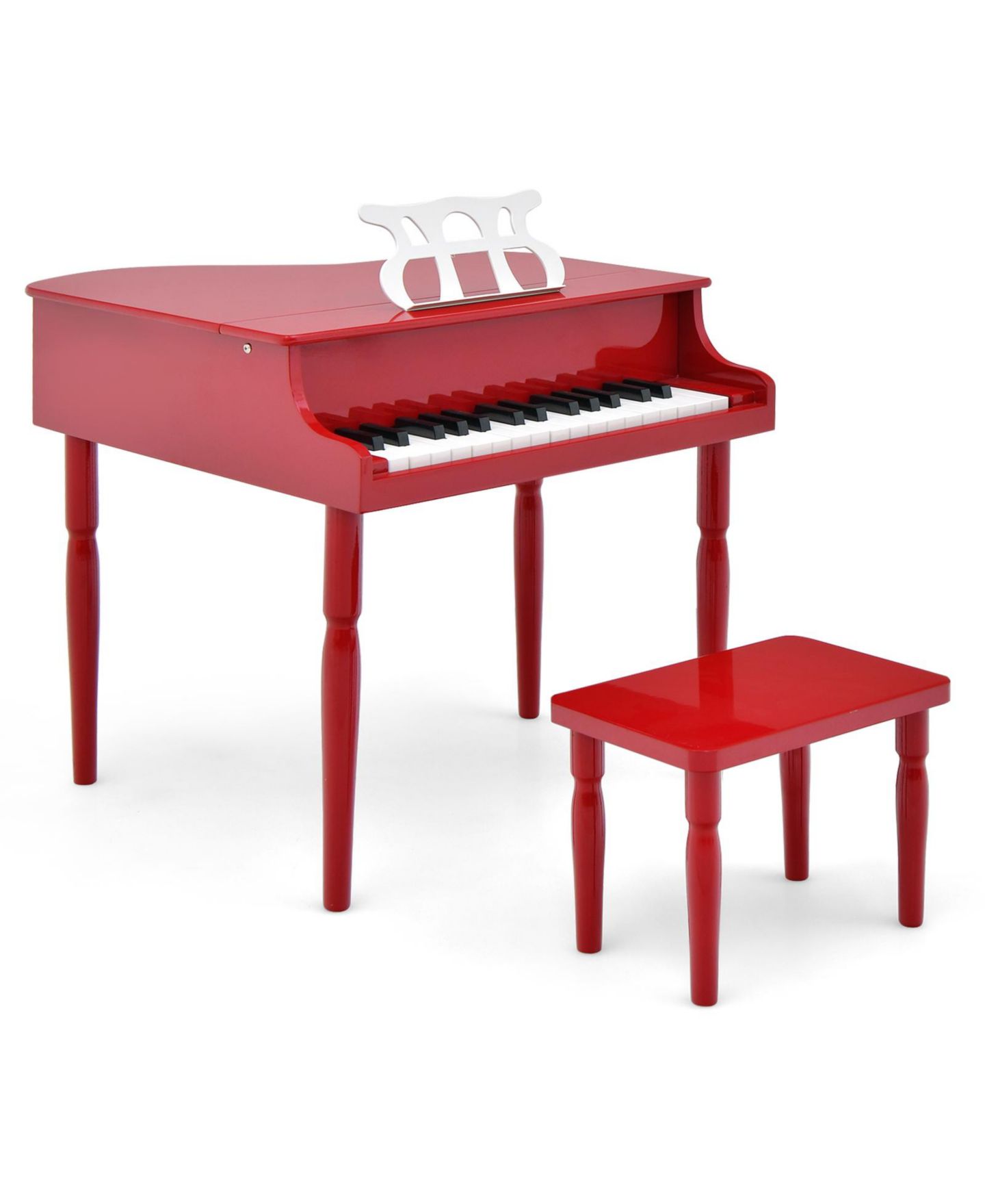 Детские игрушки HONGGE 30-Key Wood Toy Grand Piano, Music Practice, 3-Piece Grand Piano, Bench and Music Rack Set, Ages 3+ — фото 5