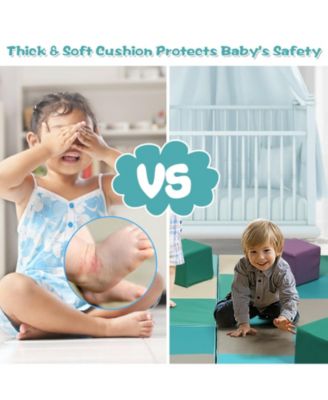 58 Inch Toddler Foam Play Mat Baby Folding Activity Floor Mat-Light Blue