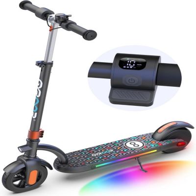 H40 Kids Electric Scooter with 180W Motor & LED Visible Display, 10 Mph, Colorful Lights, Adjustable Speed and Height, Electric Scooter for Kids Ages 8-12 Ideal Gifts.