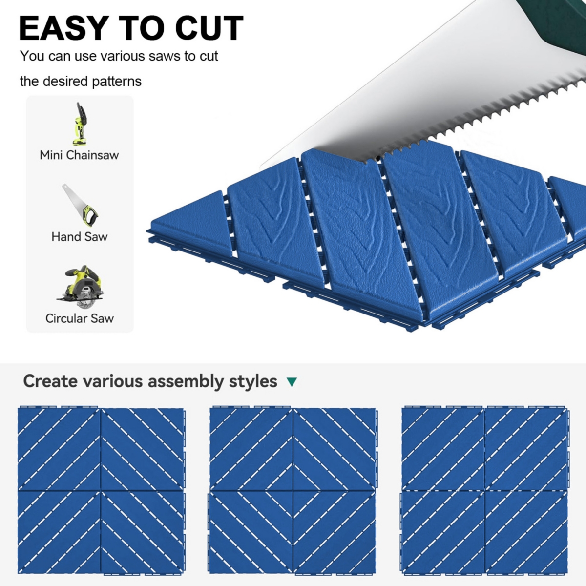 Streamdale Furniture Plastic Interlocking Tiles, 44 Patio Tiles, 12