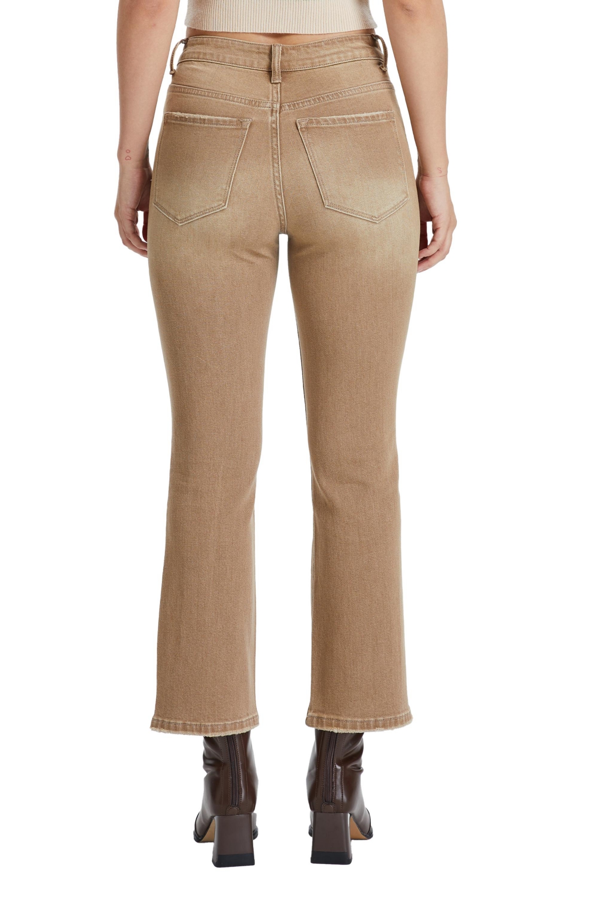 Bayeas Women's High Rise Crop Flare Jeans In Khaki
