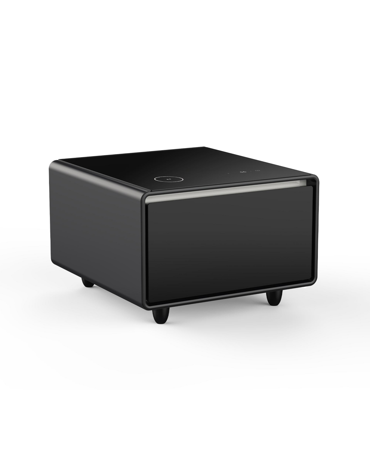 Streamdale Furniture Modern Smart Side Table with Built-in Fridge, Wireless Charging, Temperature Control, Power Socket, Usb Ports, Outlet Protection
