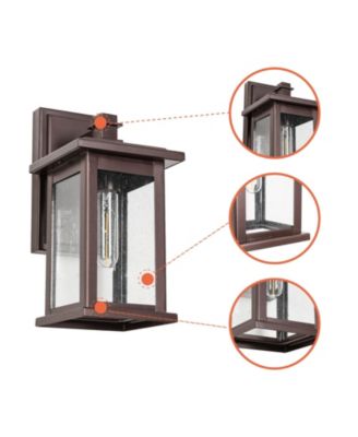 1 Set Oil Rubbed Bronze not Motion Sensing Outdoor Hardwired Wall Lantern Sconce with No Bulbs Included