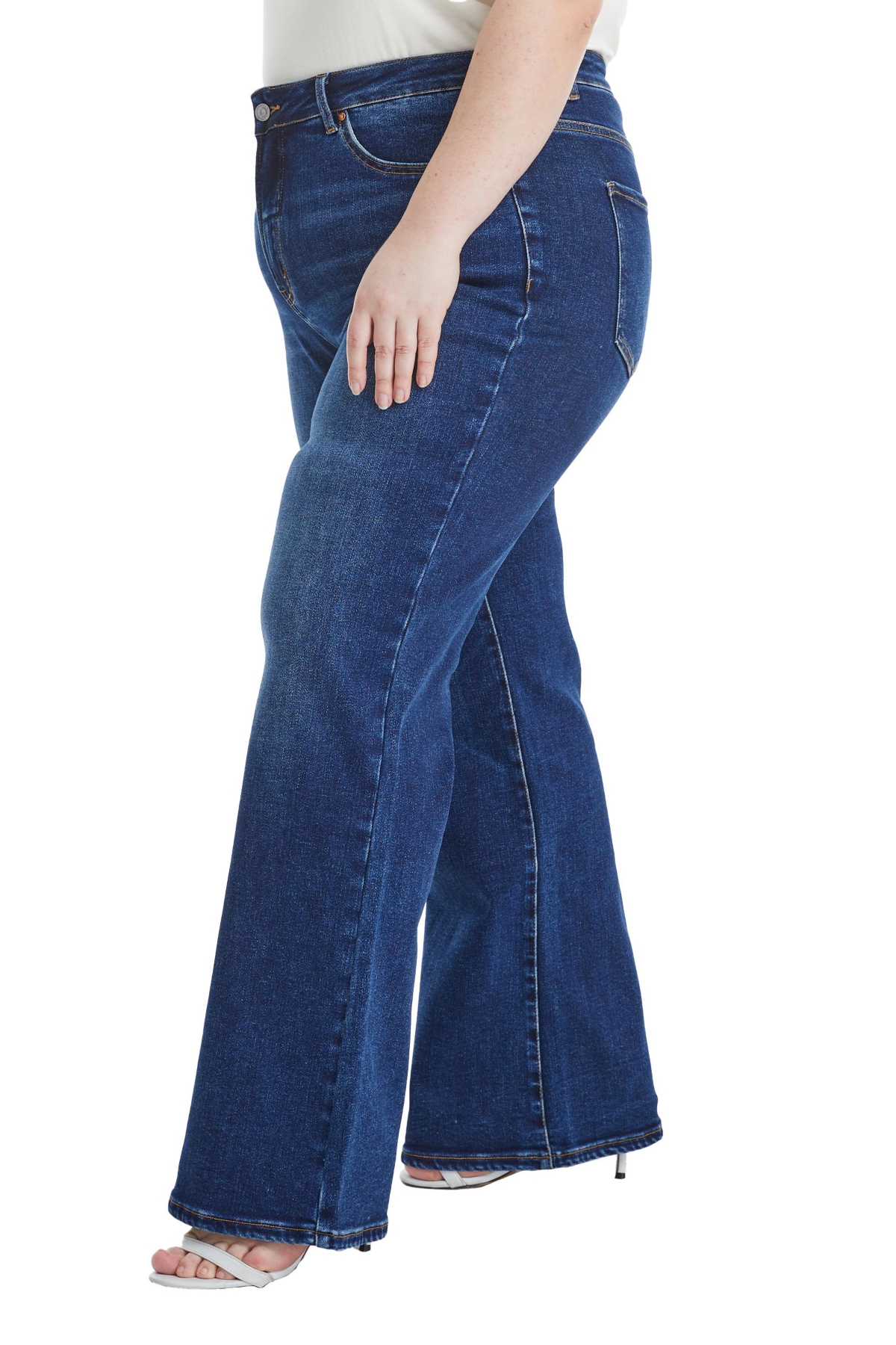 Bayeas Plus Size Linda High Rise Wide Leg Jeans In Deep Sea