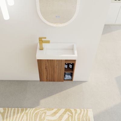 Compact Wall Vanity with Resin Sink and Soft-Closing Hinges