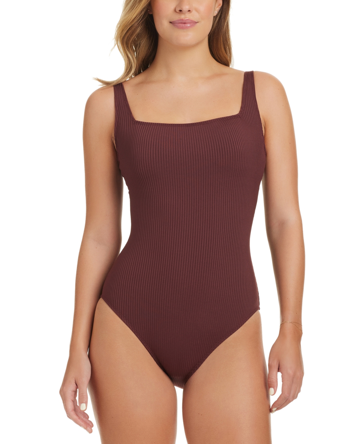 Bleu Rod Beattie Women's Square-neck One-piece Swimsuit In Burgandy