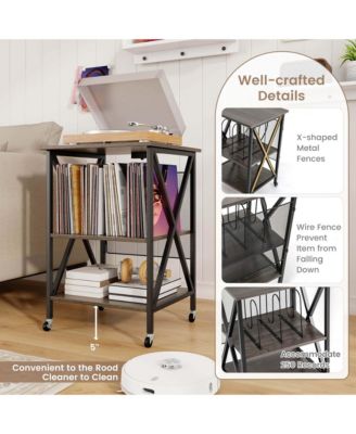 1 PC Metal Record Player Stand Holds Up to 121 Vinyl Records Vinyl Record Storage Table