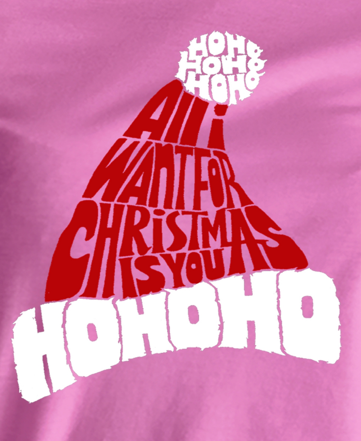 Shop La Pop Art Women's All I Want For Christmas Is You Word Art Crew Neck T-shirt In Pink