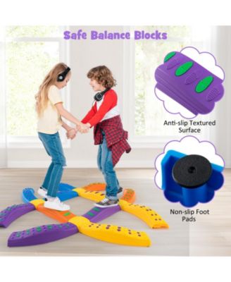 Colorful Kids Wavy Balance Beam with Textured Surface and Non-slip Foot Pads