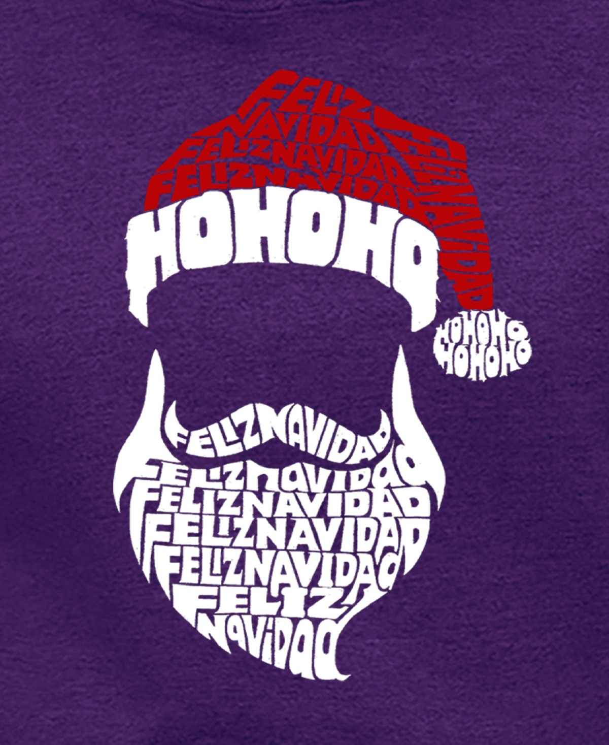 La Pop Art Women's Feliz Navidad Santa Claus Word Art Hooded Sweatshirt In Purple